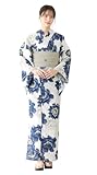 [SOUBIEN] ソウビエン 浴衣 2点 セット floro レディース (浴衣/兵児帯) フリーサイズ 藍花盛り×亜麻色 ykt10277-obs10029