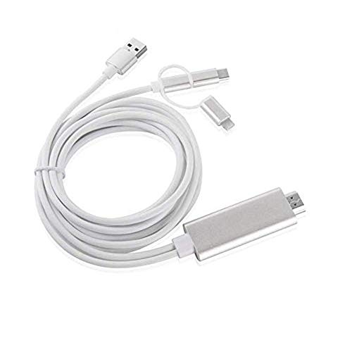 USBからHDMIケーブル3-In-1 HDスクリーンミラーリング携帯電話スクリーンをTV/プロジェクター/モニターアダプター設定免除 高耐久(Iosおよびandroidデバイス用)