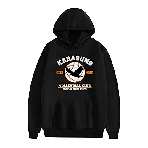 Flyself Unisex Haikyuu Hoodies Sweatshirts Anime Cosplay Costume Hinata Shoyo Kageyama Karasuno High School Volleyball Uniform Pullover Outwear for Teens Men Women