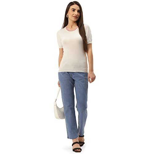 Image of PARIS HAMILTON Womens /Girls High Waist Straight fit Stretchable Denim Jeans Relaxed Fit
