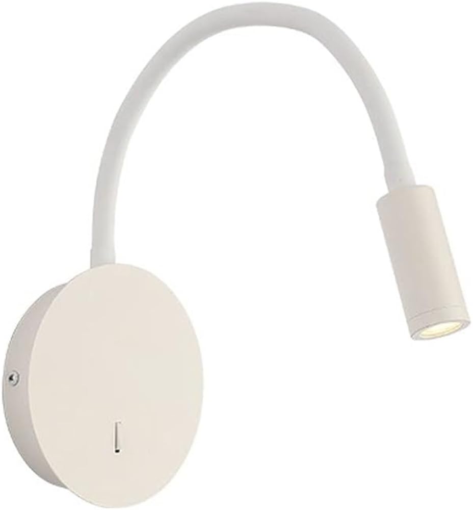 SXECAEPS Modern Flexible Gooseneck Wall Lamp Hardwired Switch Sconce Headboard Bedside Reading Wall-Mounted Light for Living Room Nightstand Vanity Bathroom(White-3000k)