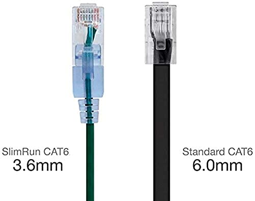 Image of Monoprice Cat6A 1ft Green 10-Pk Patch Cable UTP 30AWG 10G Pure Bare Copper Snagless RJ45 SlimRun Series Ethernet Cable