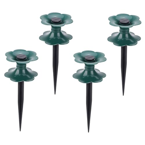 Operitacx 4個 ガーデンホースステークス頑丈スパイク 深刺し固定可能 巻き取り用ホイール付き 散水ホース用園芝生保護