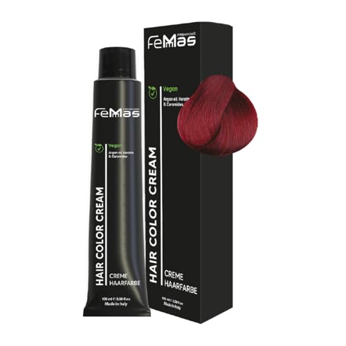FemMas   Tinte para el cabello rubio medio violeta rojo 7.26, crema colorante profesional con aceite de argán, queratina y ceramidas, coloración permanente o tinte, brillante y duradero, 7,26 ml