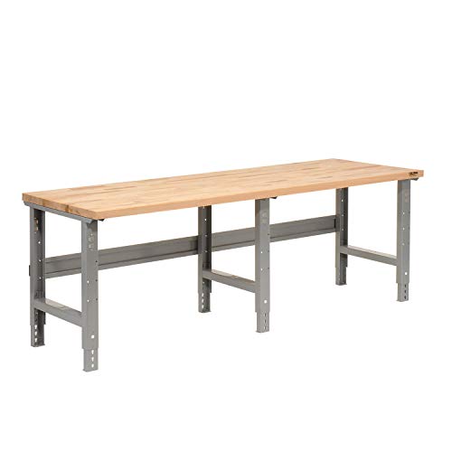 Global Industrial Adjustable Height Workbench, Birch Butcher Block