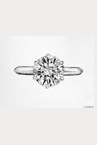 Round Cut Diamond Ring | Engagement | Wedding | 6 x 9 inch | Jewelry Notebook | Black and White: White image 2