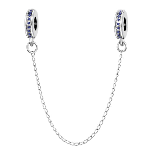 Abalorio de cadena de seguridad con piedra natal para pulseras Pandora, regalo de cumpleaños, joyería para mujeres, hijas, familia, circonita cúbica, talla única, Cobre, No es una piedra preciosa