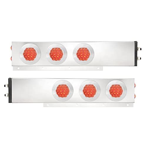 Image of GG Grand General 91023 Spring Loaded Stainless Steel Mud Flap Hanger with Red /Clear LED Light, 2.5 Inches Bolt Spacing, Pair