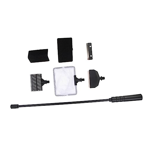 ROMISBABA 1 セット 水槽藻類スクレーパー 水槽ブラシ洗浄ブラシ 水槽掃除用マグネット スポンジ ドライヤーベント ーナーキット フィルター 魚 水族館ツール 苔 プラスチック Black