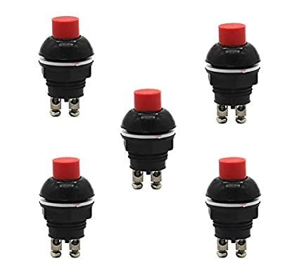 ESPtronics 5 Pcs Push ON Switch Bike Horn DC Switch 2 Pin On Off Push Button Switch for Science Project