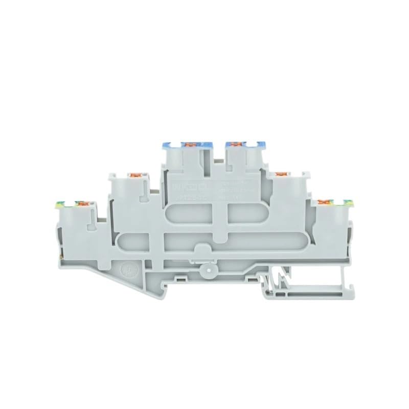 Morsettiera su guida a 3 livelli PT2.5-PE/L/N da 10 pezzi | Connettore di protezione elettrica da 2,5 mm² di messa a terra modulare push-in dello strato inferiore(Plug-in Bridge)