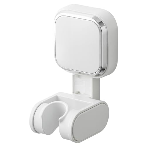 Image of TAILI Shower Head Holder Suction Cup, Adjustable Height & Angle, Wall Mounted, Waterproof, White, Plastic, Square, Bathroom & Shower Fixture