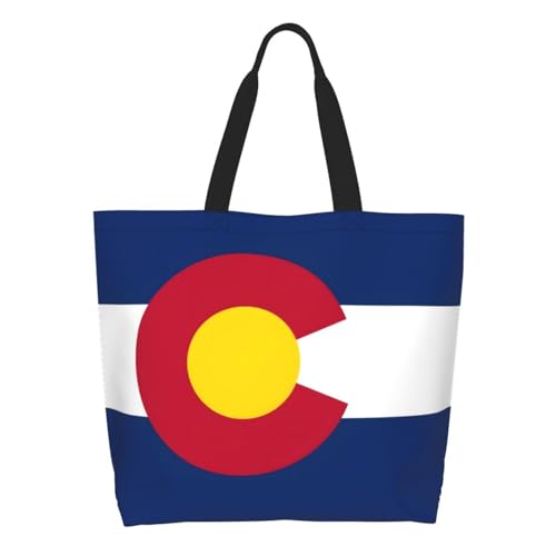 State Flag Shoulder Tote Bag Patriotic Large Reusable Shopping Bags for Women Men Gym Yoga Beach Travel