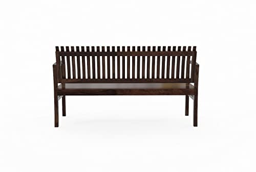 Image of WOODLAB Furniture Solid Sheesham Wood Sitting Bench for Home, Garden and Outdoor | Wooden Bench Seat for Living Room, Balcony, Patio, Porch and Entryway (Walnut Finish)