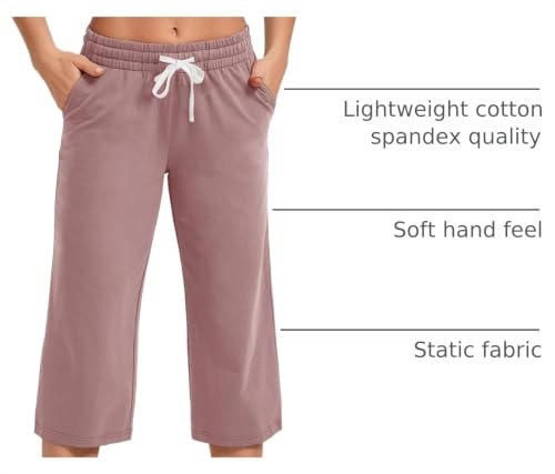 Image of SPECIALMAGIC Women Capri Pants Cotton Yoga Wide Leg Pajama Pants Capris Sweatpants Sports