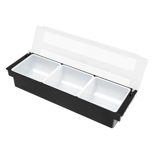 PBTERDTF Zutatenbehälter 3 Fächer Obstbox Kunststoff Obstkiste mit Transparentem Deckel Gewürzspender Pizza Zutatenbehälter Obst Gewürzbox Lebensmittel Organizer (3 Fächer)