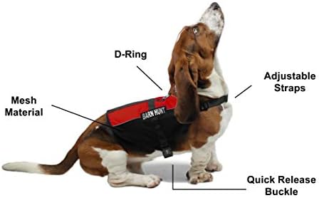 Dogline 13"-16" MaxAire Multi-Purpose Mesh Vest for Dogs and 2 Removable BARN Hunt Patches, Small, Red