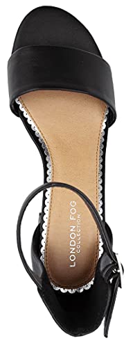 Image of LONDON FOG Women's Nikki Low Two Piece Block Heel Dress Shoe Ladies Ankle Strap Pump Sandal