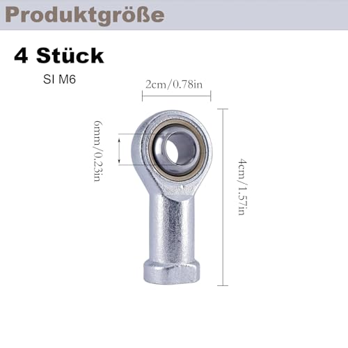 Innengewinde Gelenkkopf Gelenklager M6, Gelenkkopflager, Uniballgelenk Kugelgelenk, Innen Gewinde Rechtsgewinde zum Verschiedene Mechanische Geräte - 4 Stück