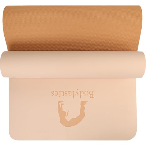 Image of Bodylastics Yoga Mat for Men and Women with Carry Bag TPE 6ft x 2ft x 6mm Large Size Anti Slip & Anti Tear Workout Mat