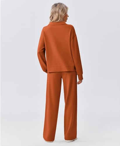 Image of PINSPARK 2 Piece Sets for Women 1 /2 Zip Sweatsuit Loose Fit Sweatshirt Straight Leg Pants 2026 Matching Outfit Fall Tracksuit