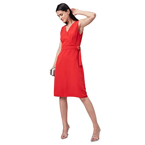 Image of Carlton London Women's Polyester A-Line Midi Casual Dress