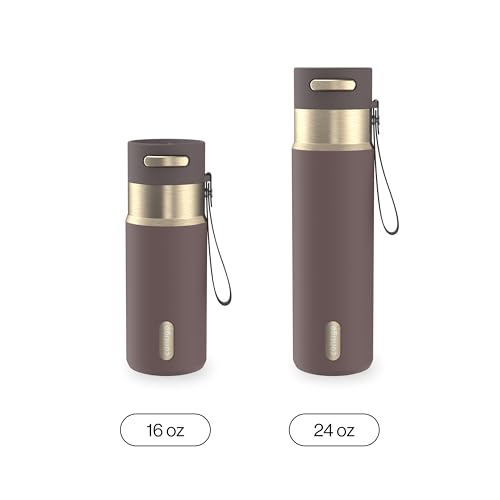 Image of Contigo AutoSeal 16 oz Stainless Steel Vacuum-Insulated Water Bottle with Leakproof Push-Button Spout & Lock, Carry Strap, BPA-Free & Lead-Free, Dishwasher Safe