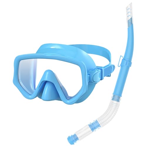 Juego de esnórquel – Máscara de buceo de silicona para adultos de 2 piezas y esnórquel de parte superior seca | Gafas de natación antivaho, equipo de buceo a prueba de fugas, equipo de visión