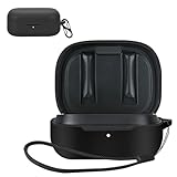 For Denon AH-C500W ケース [HVUYAL] 紛失防止用のフックを搭載した 軽量 キズ防止 防塵 傷つきにくい 柔らかなシリカゲルのスポーツクールなデザイン 衝撃 吸収 スリム ソフト ケースカバー 落下防止保護(ブラック)