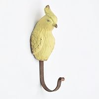 Yellow Vintage Parrot Bird Shaped Coat Hook Hooks Wall Mounted Door Hook Hanger for Hat Coat Clothes Kitchen Bathroom Bedroom Office (with Screws)