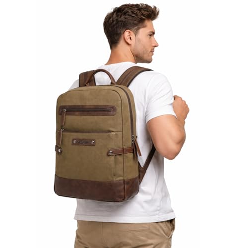 Image of Police Tendra Leather Backpack for Men & Women - 14 inch Laptop Compartment, Front Utility Pocket, Adjustable Padded Straps, Premium Everyday Bag