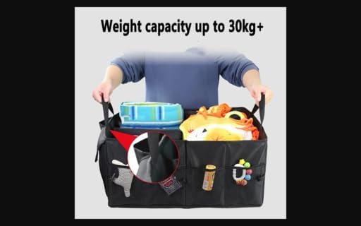 Image of Collapsible Car Trunk Organizer Bag | Heavy Duty Polyester Storage Bag with Multiple Compartments | Foldable Car Boot Organizer for SUV, Sedan & Hatchback (55 x 41 x 25cm) (Trunk Organizer)
