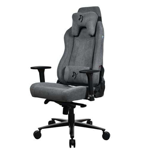 Arozzi Vernazza Soft Fabric Durable Upholstery Ergonomic Office and Gaming Chair with High-Level Features Like 3D Armrests and a Pro Mechanism Along with Soft Neck & Lumbar Support Pillows-Ash