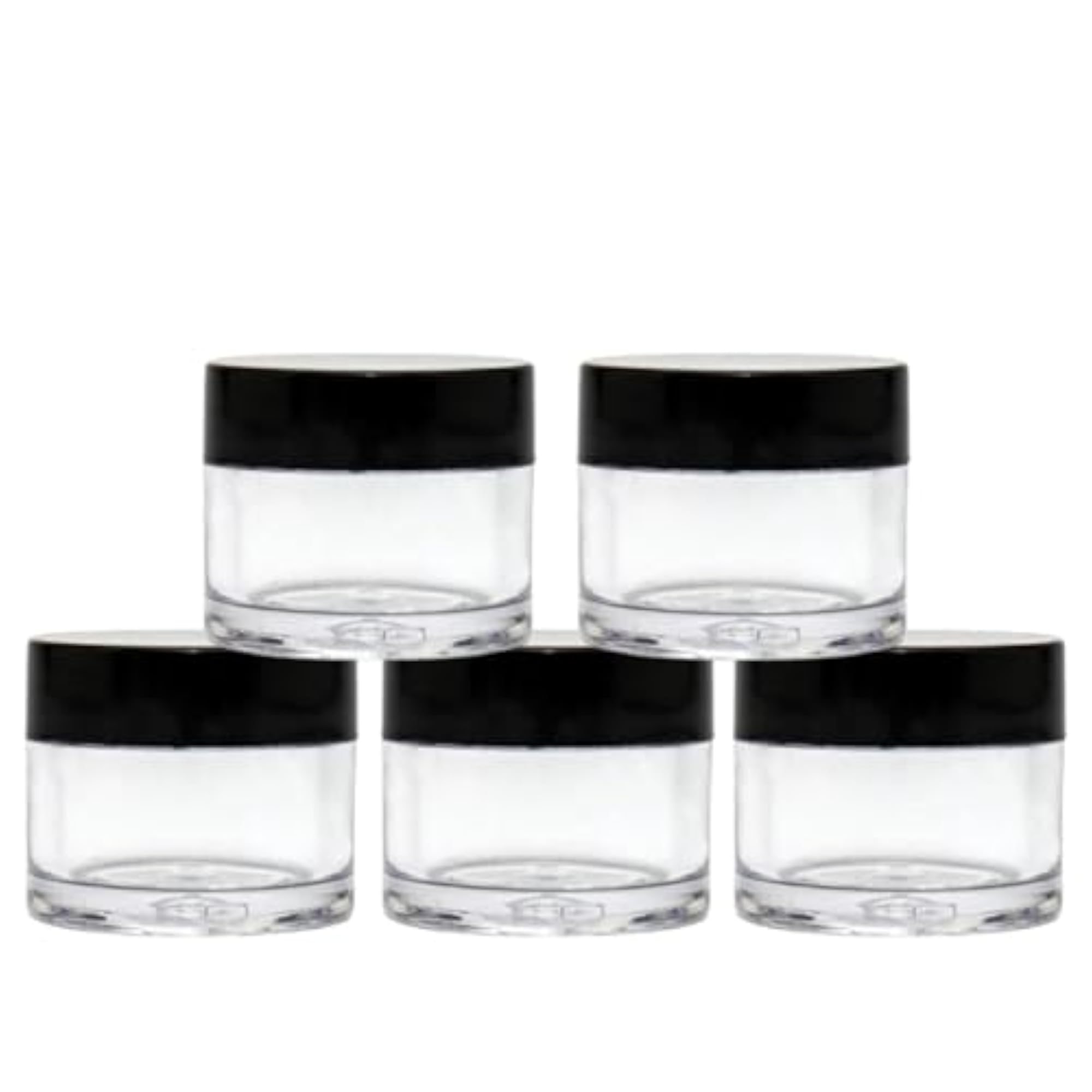 50g Round Glass Cosmetic Cream Jars with Glossy Black Caps