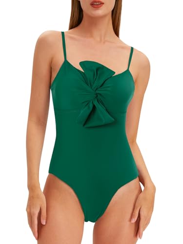 Womens One Piece Swimsuit with Cover Up Sarong Wrap Bathing Suits for Women Modest Swim Suits with Cover Up Set Retro Swimwear Slimming Two Piece Swimsuits Green Knot Large2