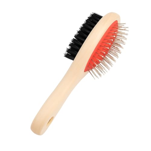 Escova Pet Dupla para Cães e Gatos VELTIX – Cerdas de Nylon e Pinos de Aço, Cabo de Madeira – Ideal