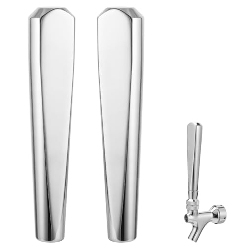 MRbrew Beer Tap Handle 2 PCS, Upgraded Beer Faucet Handle 304 Stainless Steel Beer Keg Tap Handle Commercial Standard 3/8”Threading Kegerator Tap Handle for Kegerator Tower Stout Nitro Tap Draft Beer