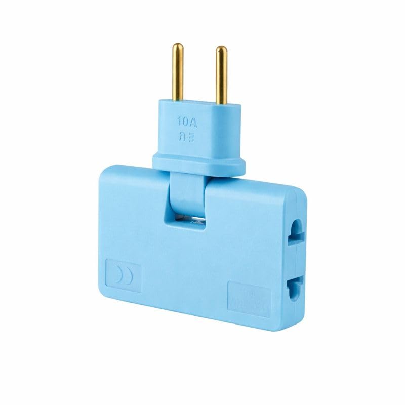 3 in 1 Rotatable Plug Adapter, Multi Socket EU 2 Pin Converter, Foldable Outlet Adapter, Mini Slim Design, Blue-image-49