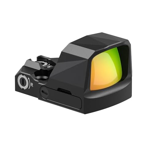 VOTATU PMD505-R Micro Red Dot for RMS/RMSc Footprint, Multiple Reticle Reflex Sight with Picatinny Mount - Shake Awake Optic for Pistol - 3 MOA Dot 38 MOA Circle Cover