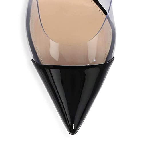 XYD Women Transparent Slingback Clear Low Heels Pumps Pointed Toe PVC Dress Block Sandals Shoes with Buckle3