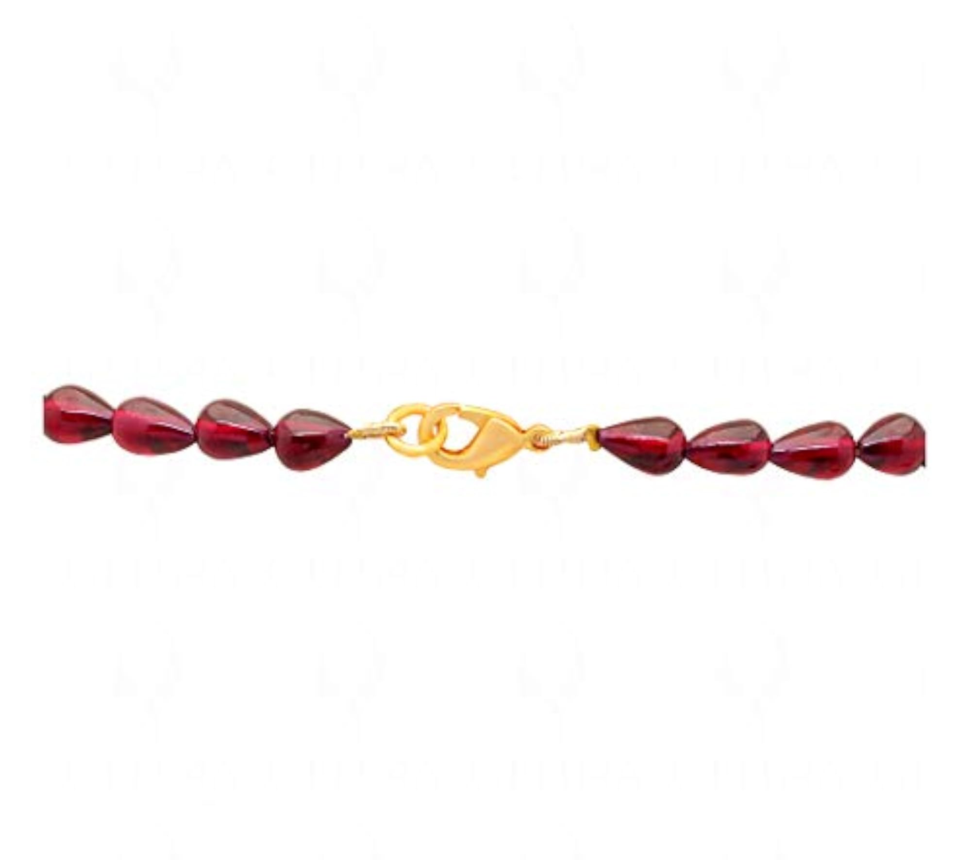 Jaipur Ruby Gemstone Top Drilled Drops Necklace, Clasp Attached