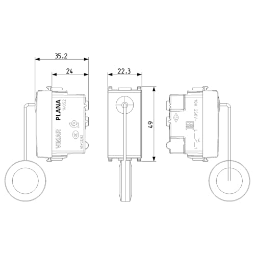 Poussoir Tirant 1 pôle VIMAR série plat 10 A Silver interrupteur - 5