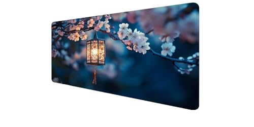 Tapis de souris XXL fleur de 100cm aux bords cousus pour un bureau élégant