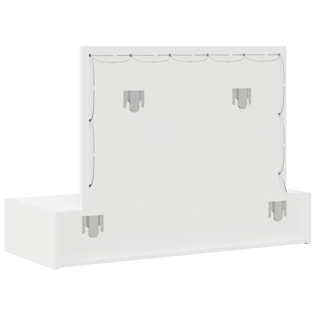Tomostar Coiffeuse Murale avec Miroir et Lumières, Table de Maquillage Suspendue avec Tiroir Table de Toilette Murale Blanc 100 x 40 x 70 cm Bois d'ingénierie