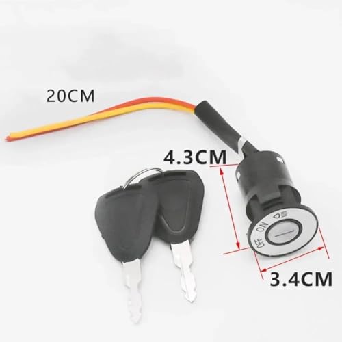 電動自転車用イグニッションスイッチキー 2ワイヤーポジション 電動スクーター用 Eバイクロック+キー交換用 電動自転車アクセサリー(Light Grey)