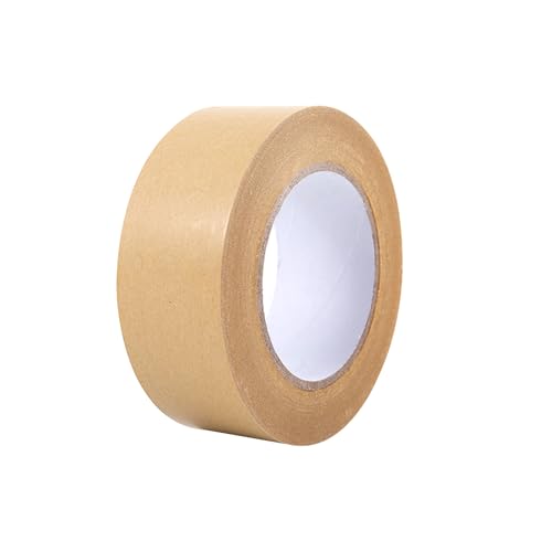 Aoktorkit Cinta de papel kraft de 40 mm x 50 m, cinta de embalaje de papel marrón, cinta autoadhesiva para embalar paquetes y cajas