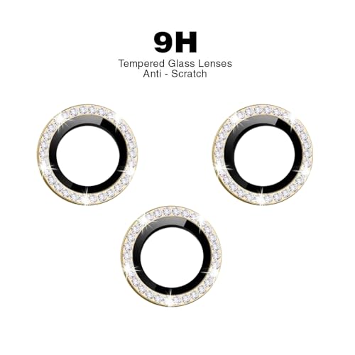 Image of Back Camera Lens Ring Guard Protector for Apple iPhone 15 | Diamond Camera Ring Aluminium Alloy Edge. Yellow