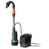 Gardena Akku-Regenfasspumpe 2600 Comfort 18V P4A solo Pumpen: Bewässerungsplaner, Timer-Funktion, Passt sich Deinem Tank an, Stufenlose Druckeinstellung, Konstanter Druck (14604-55)