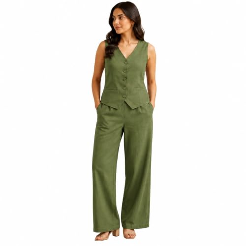 Image of Women Cotton Blend Western Co-Ord Set | Stylish Top & Pant Set for Women | Dress For Womens | Casual High Waist Solid Pant Outfit