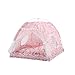 Selena Cat Bed Dog House Tent Bow Lace Mesh Breathable Windows Unicorn Pony Butterfly Cartoon Curtains Indoor Outdoor Removable Portable Pet Teepe (Medium,Pink Pony)
